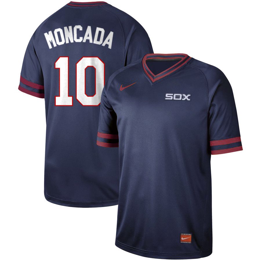 Men Chicago White Sox #10 Moncada Dark blue Nike Cooperstown Collection Legend V-Neck MLB Jersey